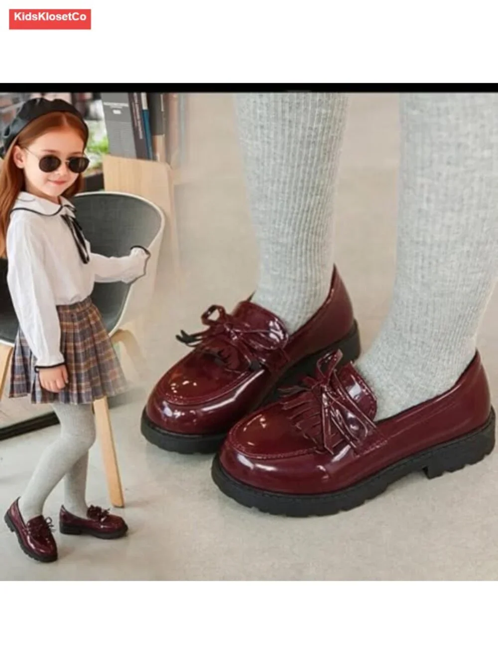 Girls Patent Leather Slip-On Penny Loafers Flats Bow Tassel Oxfords